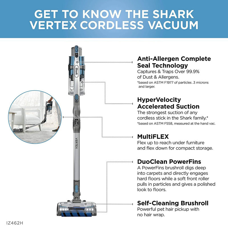 Shark IZ462H Vertex Duoclean Powerfins Lightweight Cordless Stick